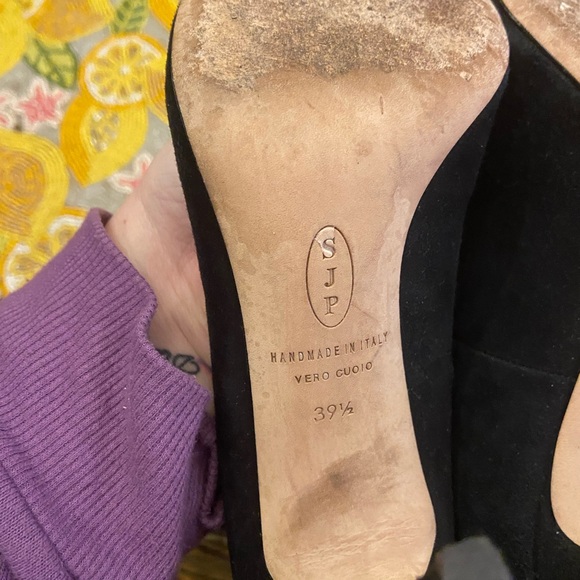 SJP By Sara Jessica Parker Lucid Suede Crystal Ankle Strap Heels - Picture 12 of 13